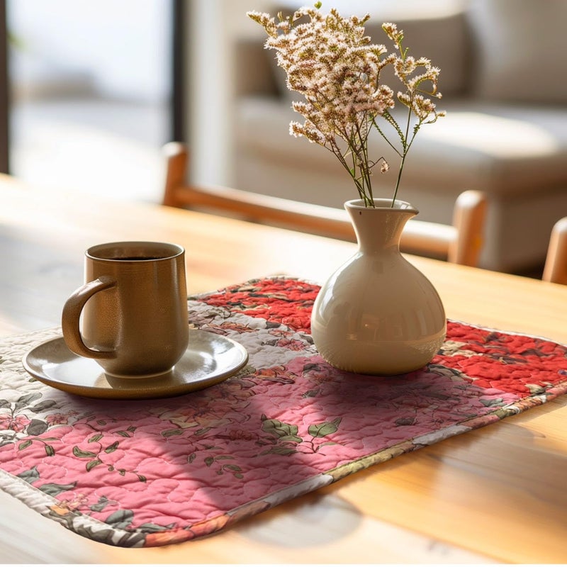 ART Pinecone Patchwork Floral Quilted Placemats Set of 6 â€“ 13x19 Cotton Table Mats, Reversible Vintage Farmhouse Table Decor (6, Patchwork Floral Original) - Image 4
