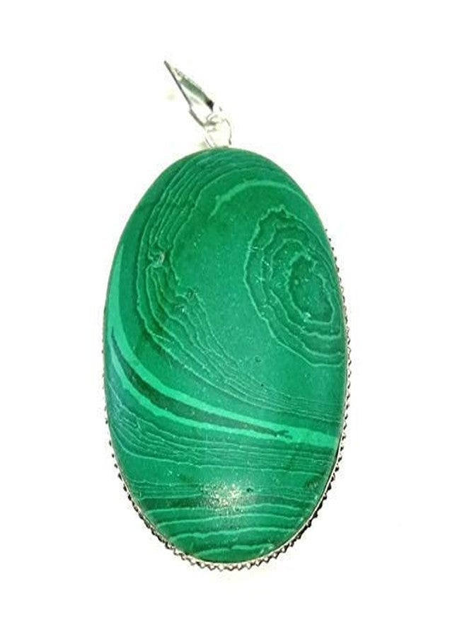 CA AGATE Hit malachite Oval shape pendant Crystal Crystal Pendant sterling steel - Image 1