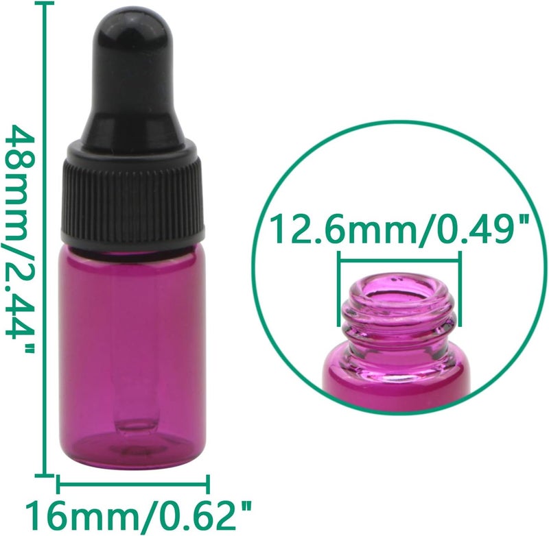 Rowiz 30 PCS 3ml Pink Glass Dropper Bottles Essential Oil Glass Bottle with Pipettes Dropper&Black Screw Cap Mini Glass Sample Bottles Vials for Perfume Cosmetic Liquid Aromatherapy Lotion - Image 2