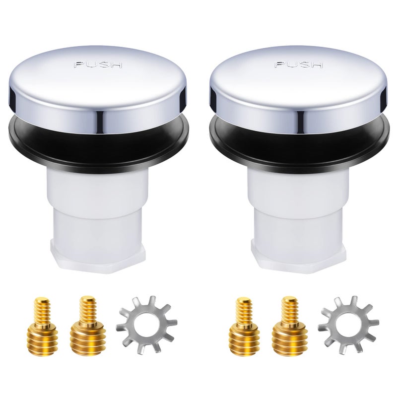 Dreyoo 2 Pack Bathtub Pop up Drain Stopper Bathtub Drain Plug with 38 516 Thread Studs and Star Shape Lock Washer Tip Toe Shower Stopper UniversalChrome