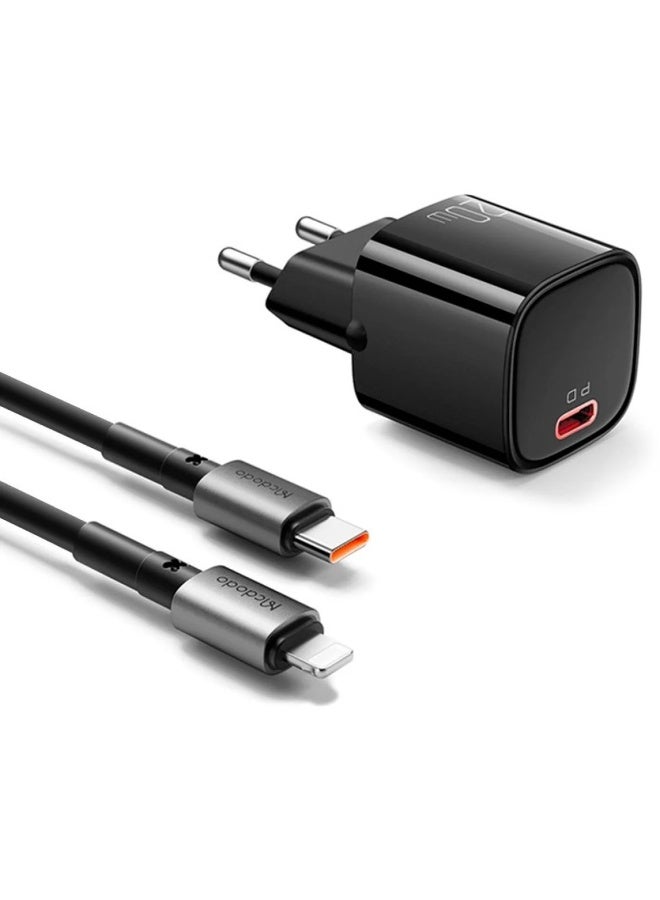 Mcdodo Charger CH‑4040 - 20W With Type-C to iPhone Cable (Black) - Image 1