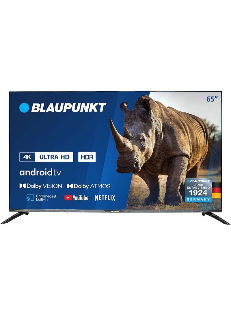 Blaupunkt 65 Inch TV 4K-UHD Smart TV Android TV Dolby Vision Dolby Atmos Bluetooth -65UB6210D 122.7x23.7x78 Cm Black - Image 1