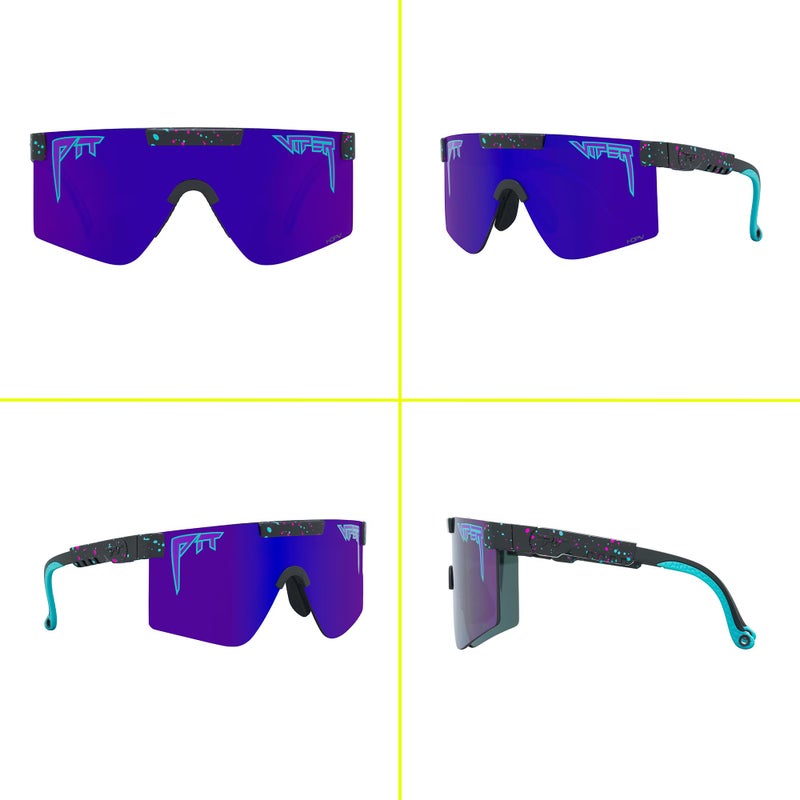 Pit Viper Sunglasses I The Original 2.0 I Regular Fit I HDPV Polarized Lens, Indestructible Frame I Turbo Adjustable for Perfect Fit I Micro Fiber Bag & Retainer Straps I Purple Lens, Black Frame - Image 5