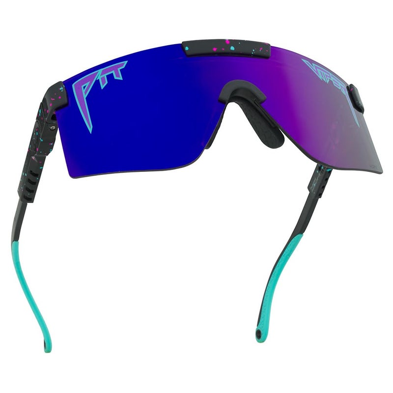 Pit Viper Sunglasses I The Original 2.0 I Regular Fit I HDPV Polarized Lens, Indestructible Frame I Turbo Adjustable for Perfect Fit I Micro Fiber Bag & Retainer Straps I Purple Lens, Black Frame - Image 1