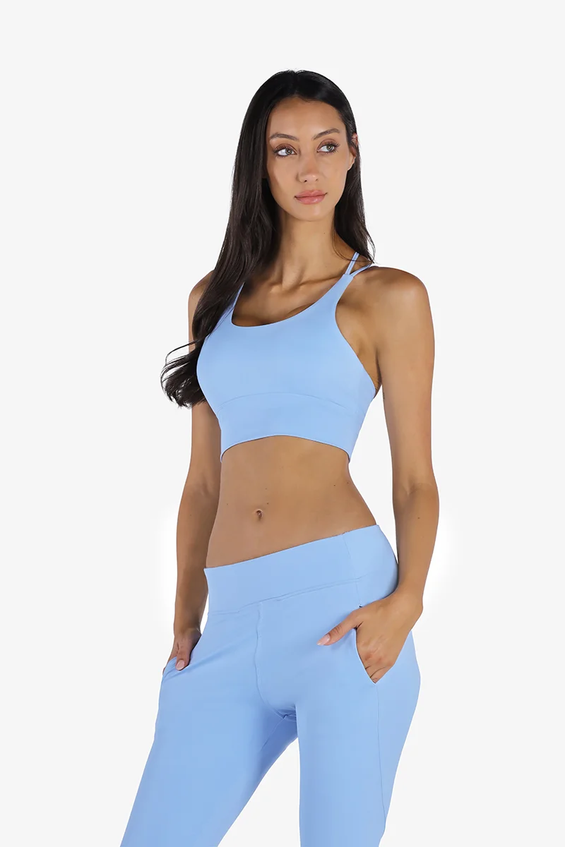 ياسيكو YesEco Women’s Activewear Light Blue Stretchable Sports Leggings for Yoga, Gym, Running, Fitness & Hiking | High-Waist Eco-Friendly Workout Pants | 75% Recycled Nylon, 25% Spandex