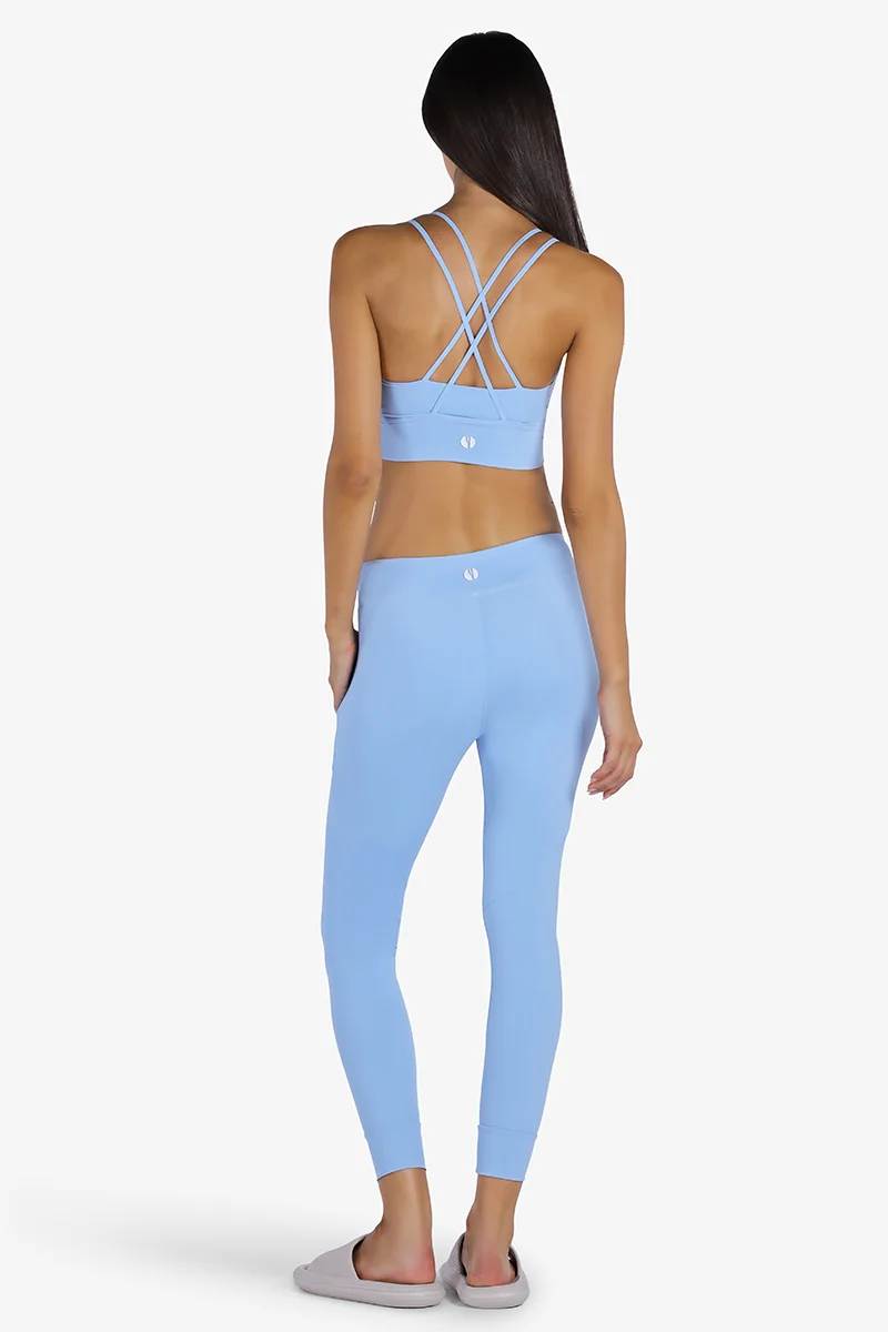ياسيكو YesEco Women’s Activewear Light Blue Stretchable Sports Leggings for Yoga, Gym, Running, Fitness & Hiking | High-Waist Eco-Friendly Workout Pants | 75% Recycled Nylon, 25% Spandex