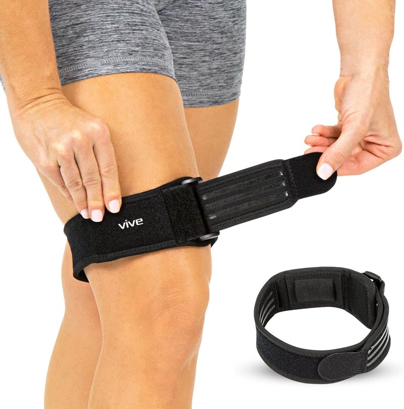 Vive IT Band Strap - Iliotibial Band Compression Wrap - Outside of Knee Pain, Hip, Thigh & ITB Syndrome Support - Neoprene Brace for Running and Exercise - Athletic Stabilizer for Men, Women - Image 1