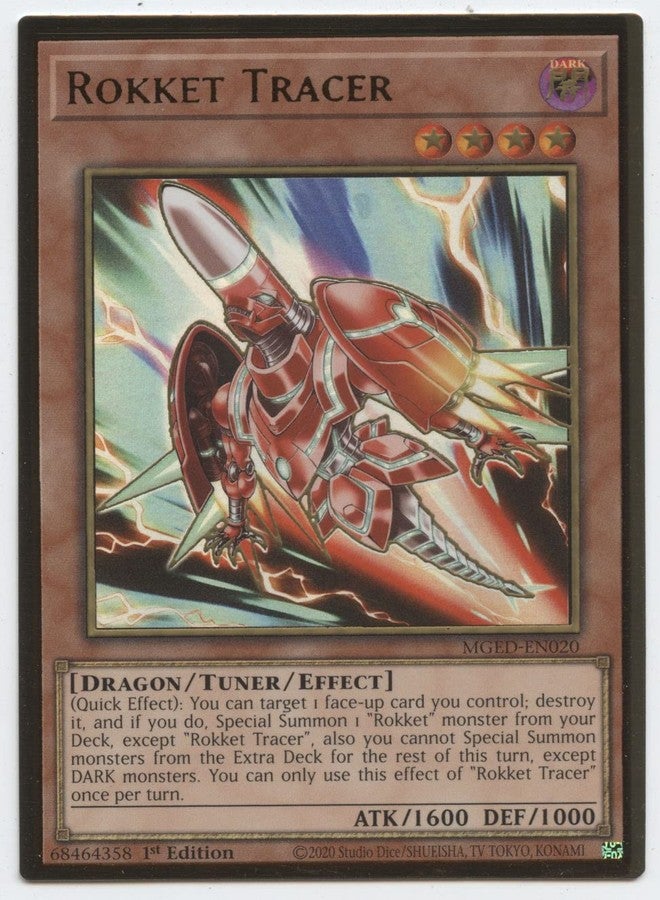 Yu-Gi-Oh! Rokket Tracer - MGED-EN020 - Premium Gold Rare - 1st Edition - Image 1