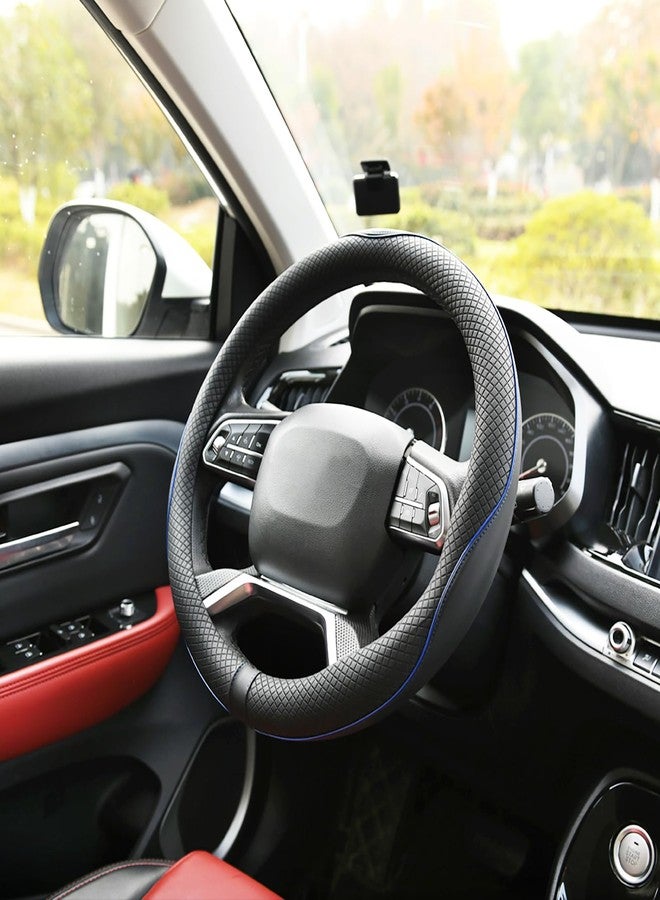 Rueesh Microfiber Leather Steering Wheel Cover Anti-Slip Matte Finish Auto Car Wheel Cover Universal 15 Inch Wheel Cover for Car Embossing Pattern Blue Line - Image 3