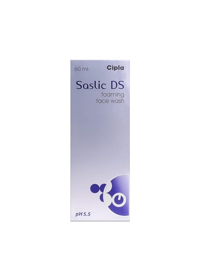 Cipla Saslic DS Foaming Face Wash | 2% Salicylic Acid | Acne Prevention | Pore Unclogging Formula for Clear Skin | 60ml - Image 1
