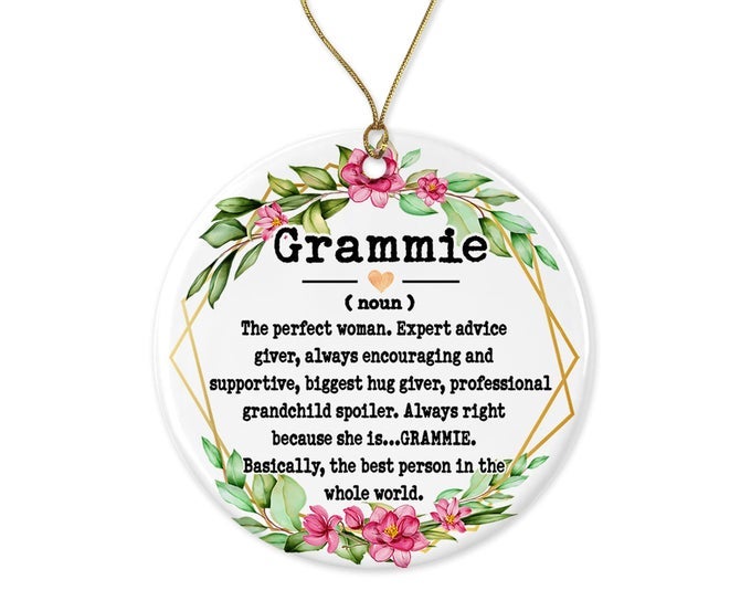 GRAMMIE NOUN ORNAMENT CHRISTMAS MOTHERS DAY KEEPSAKE PRINTED ON BOTH SIDES