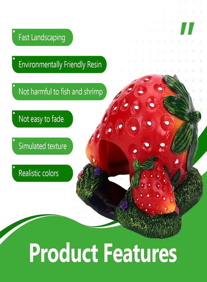 Hygger CO2 Strawberry Aquarium Decoration Resin-Cute Fish Tank Ornament with Hiding Cave for Betta & Small Fish-Approx. 4.7" L x 4.3" W x 3.5" H (Strawberry) - Image 2