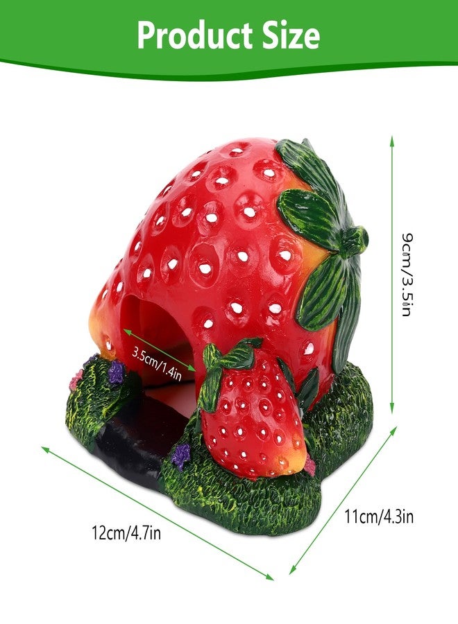 Hygger CO2 Strawberry Aquarium Decoration Resin-Cute Fish Tank Ornament with Hiding Cave for Betta & Small Fish-Approx. 4.7" L x 4.3" W x 3.5" H (Strawberry) - Image 3