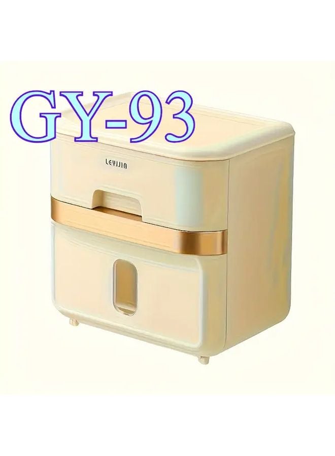 حامل مناديل حديث بلون البيج الذهبي، منظف الحمام المثبت على الحائط، مصنوع من البلاستيك المتين - Image 1