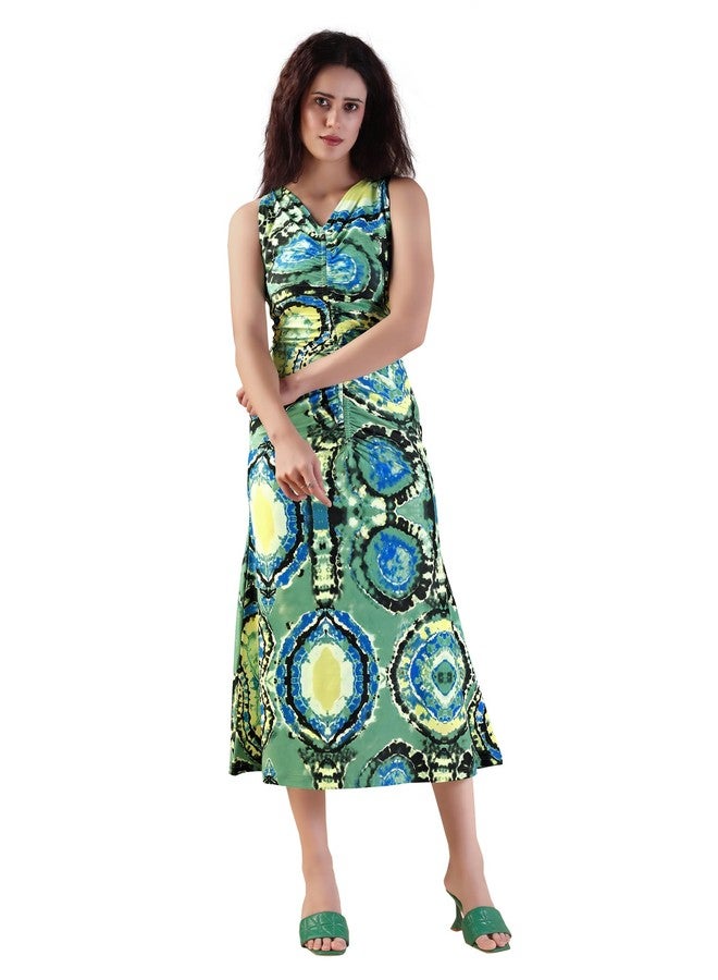 PURVAJA Women’s A-Line Maxi Dress (Wini-200-L_Green) - Image 1