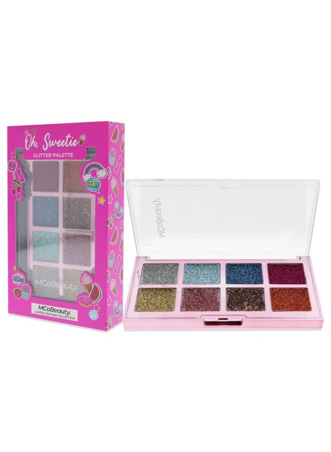 MCoBeauty Oh Sweetie Glitter Palette - Consists Of 8 Finely Pressed Glitter Shades - Ultra-Soft And Highly Blendable - Giving You A Long-Wearing, High-Impact Glam Effect - For A Unique Look - 1 Pc - Image 4