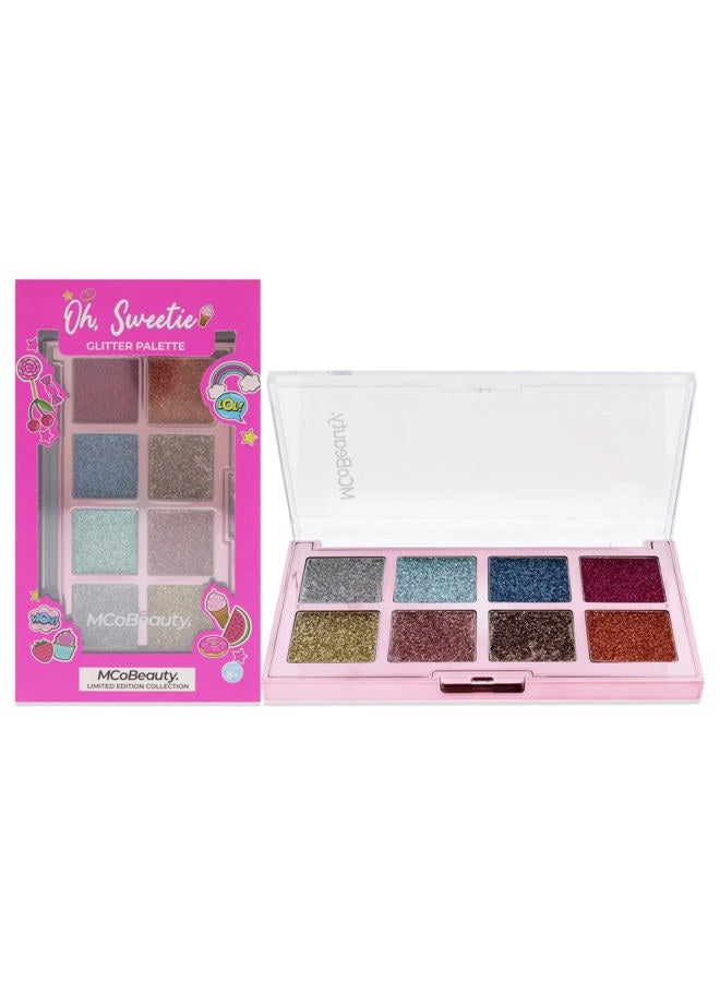 MCoBeauty Oh Sweetie Glitter Palette - Consists Of 8 Finely Pressed Glitter Shades - Ultra-Soft And Highly Blendable - Giving You A Long-Wearing, High-Impact Glam Effect - For A Unique Look - 1 Pc - Image 1