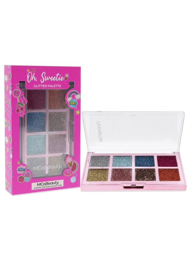 MCoBeauty Oh Sweetie Glitter Palette - Consists Of 8 Finely Pressed Glitter Shades - Ultra-Soft And Highly Blendable - Giving You A Long-Wearing, High-Impact Glam Effect - For A Unique Look - 1 Pc - Image 3