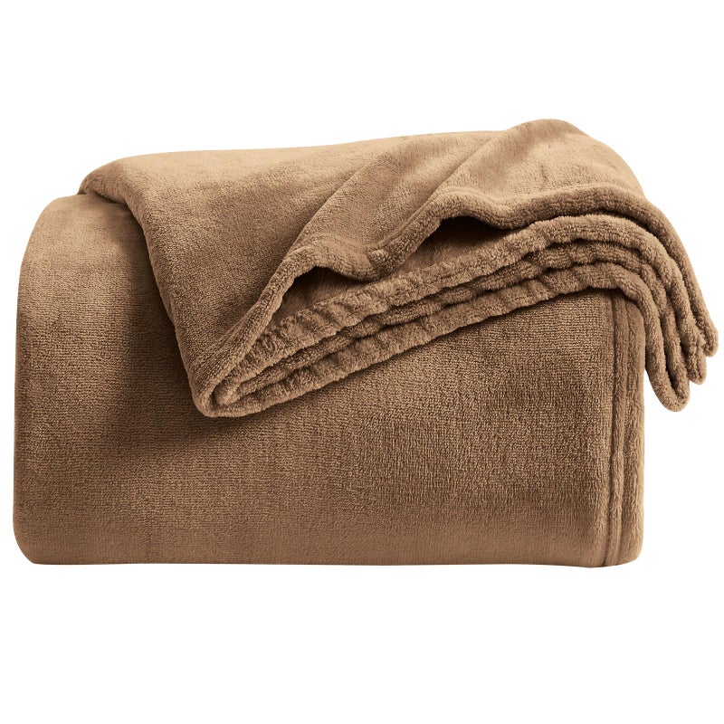 KMUSET Brown Fleece Throw Blanket for Couch  Warm Cozy Soft Lightweight Blankets All Seasons Suitable 50 x 60 inches
