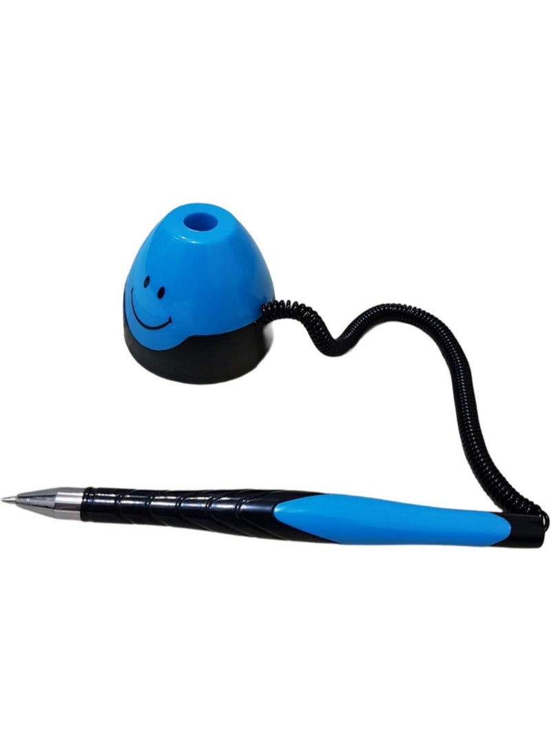 Ballpoint pen attached to a base with a flexible plastic strip extending over 1.50 meters. The base is fixed to the table surface with an adhesive strip attached to it. - Image 2