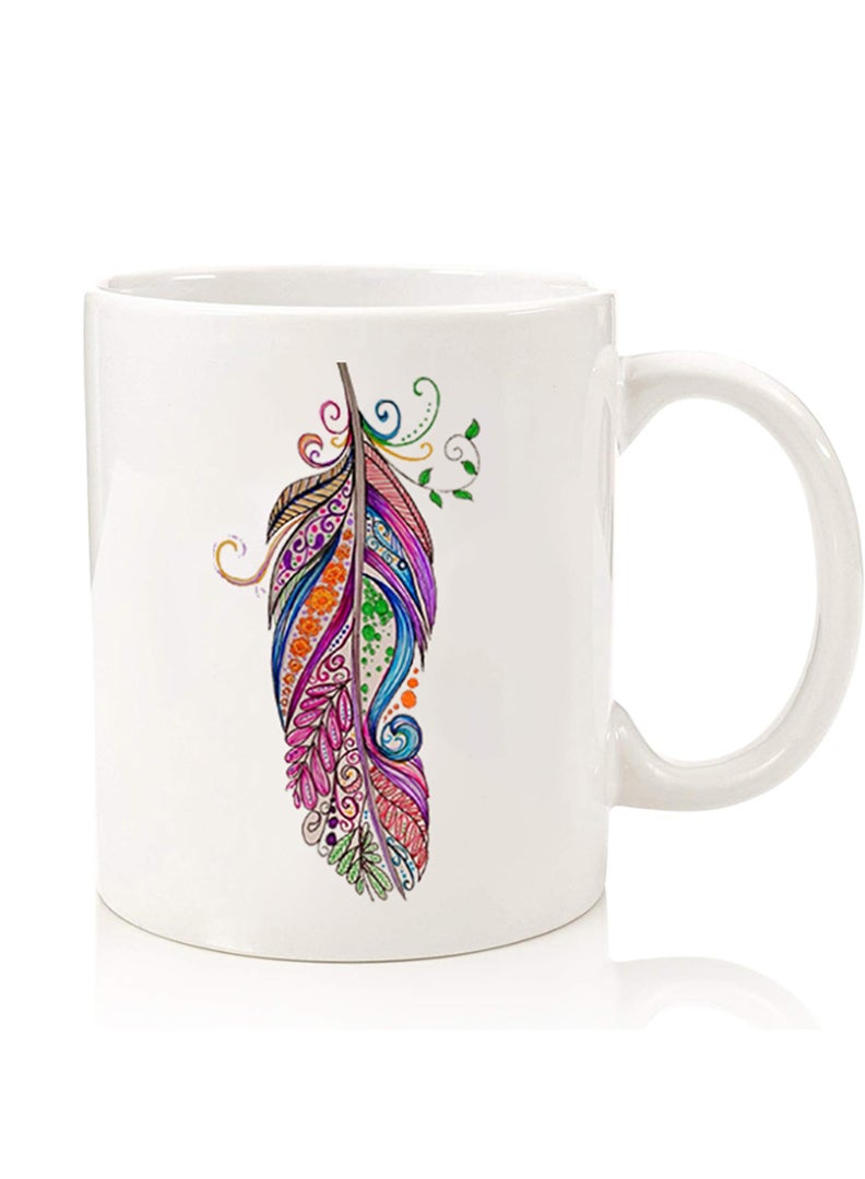 Theodor Premium Quality Two Sided Printed Coffee Mug Tea Cup For Home Office, Kids Men Women Feather - Image 1