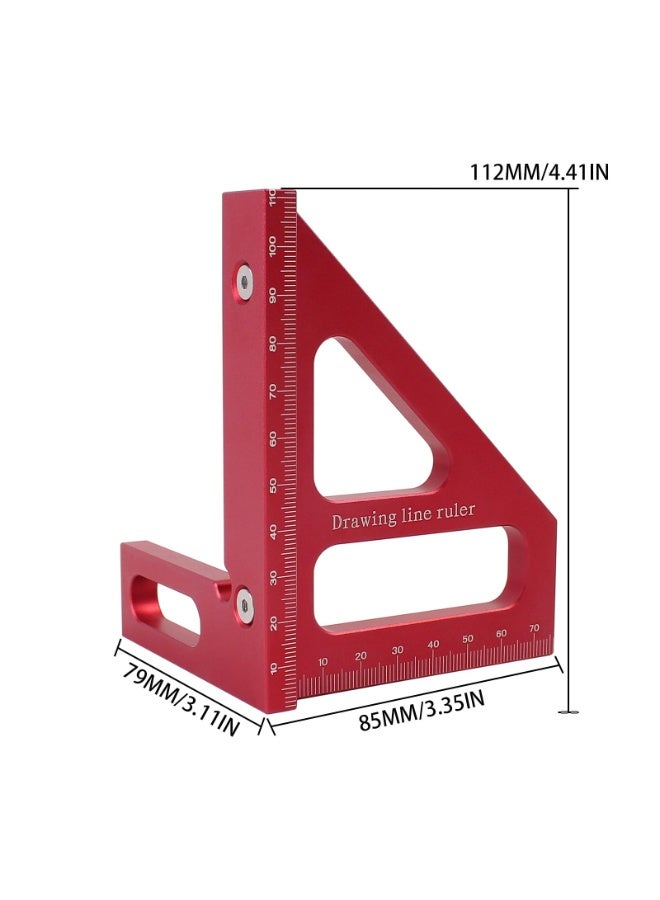 KISSUN 3D Multi-Angle Measuring Ruler,45/90 Degree Aluminum Alloy Woodworking Square Protractor,Drawing Line Ruler, Miter Triangle Ruler High Precision Layout Measuring Tool for Engineer Carpenter - Image 2