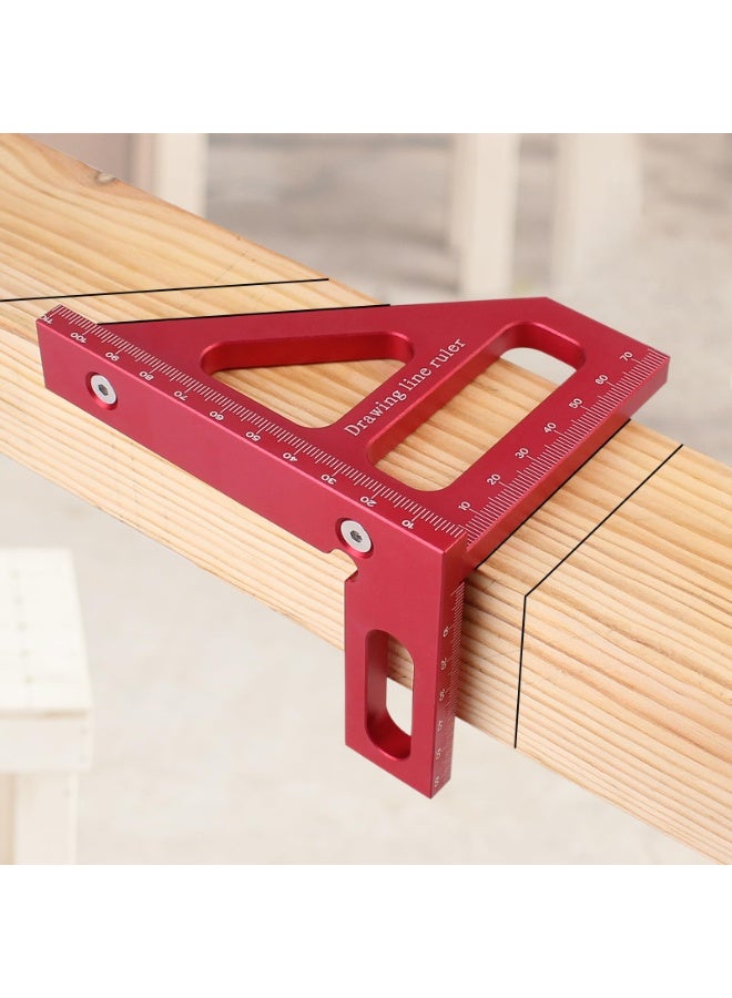 KISSUN 3D Multi-Angle Measuring Ruler,45/90 Degree Aluminum Alloy Woodworking Square Protractor,Drawing Line Ruler, Miter Triangle Ruler High Precision Layout Measuring Tool for Engineer Carpenter - Image 1