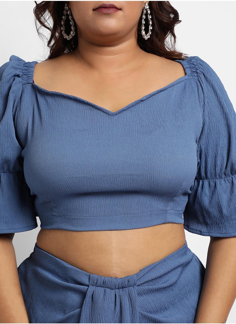 Instafab Plus Women's Navy Blue Cropped Co-Ord Set  - Image 5
