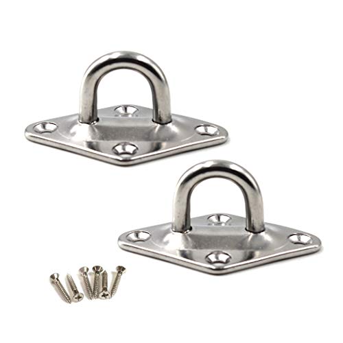 Flomore M10 Ceiling Hook Pad Eye Plate 304 Stainless Steel Wall Mount Hook Heavy Duty for Hanging (Pack of 2,Screws Included) - Image 1