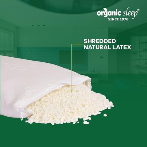ORGANIC SLEEP Shredded Latex Pillow,100% Natural Latex,Size 24x16x4 Inch,Pack of 1 with Aloevera Knitted Cover,Adjustable Height,Breathable & Supportive,Density 40 - Image 2