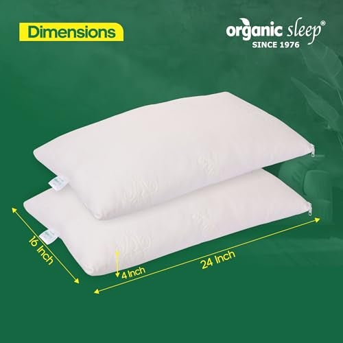 ORGANIC SLEEP Shredded Latex Pillow,100% Natural Latex,Size 24x16x4 Inch,Pack of 1 with Aloevera Knitted Cover,Adjustable Height,Breathable & Supportive,Density 40 - Image 3