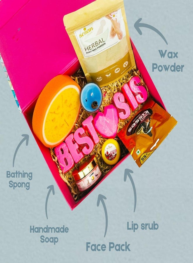 SCIIAN Gift Hamper | Diwali Gift Hamper for Sister | Gift for Sister | Diwali Gift | Bathing Sponge | Votive Candle | Rose Whipped Soap | Herbal Body Wax | Lip Gloss | Festival Gift Hamper - Image 3