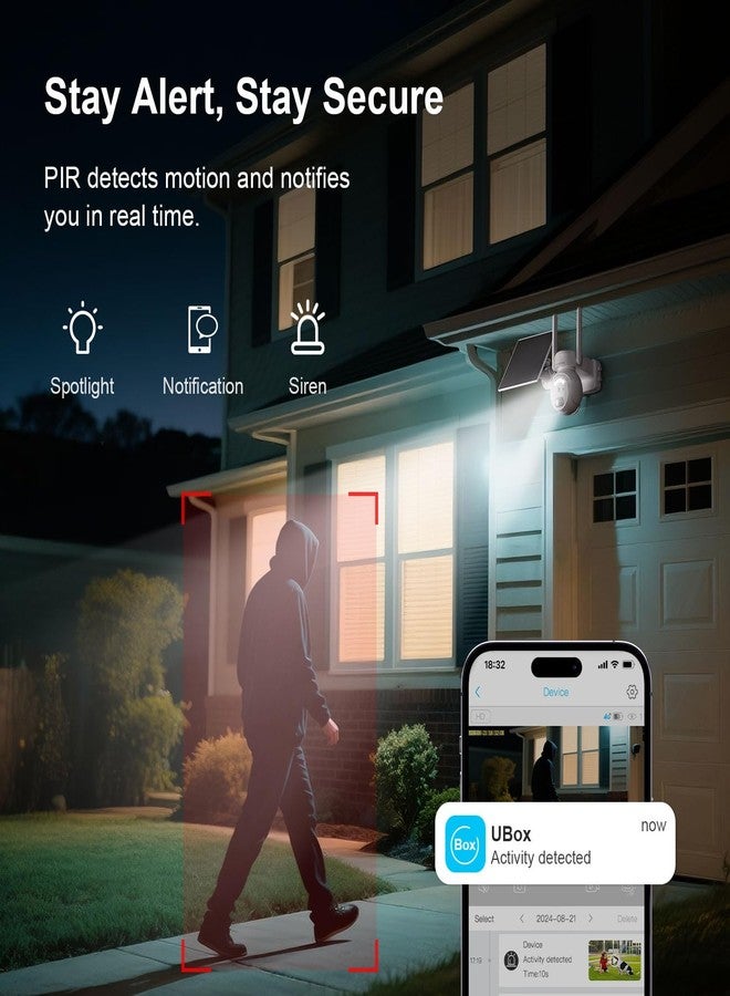 HOSAFE.COM 4G LTE Cellular Security Camera Outdoor, Off Grid Security Camera No WiFi Solar Powered, 360° PTZ Solar Camera Outdoor Wireless, 2K Color Night Vision, PIR Motion Sensor, Built in SIM Card, 2 Cameras - Image 4