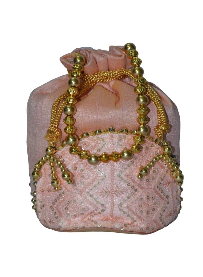 Prijam Women's Embellished Work with Beads Handle Potli Bag for Shagun Pouches/Wedding Gift, Purple - Image 1