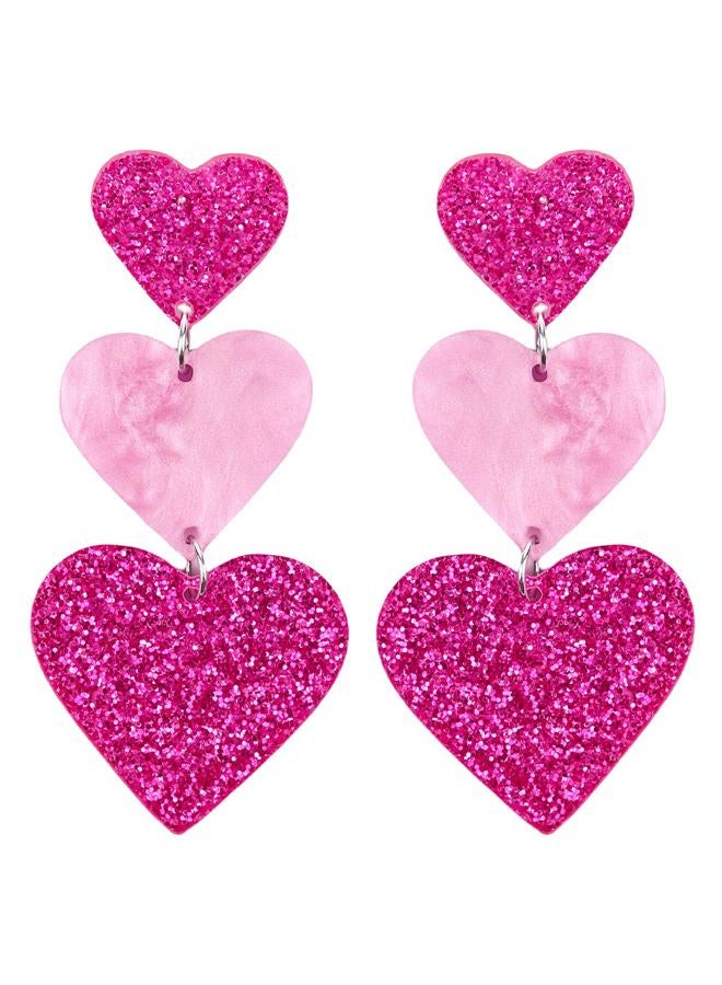 Cifudec Heart Earrings Dangle Valentine's Day Earrings Heart Earrings Cute Love Dangling Heart Earrings for Women, Normal, Acrylic, No Gemstone - Image 1