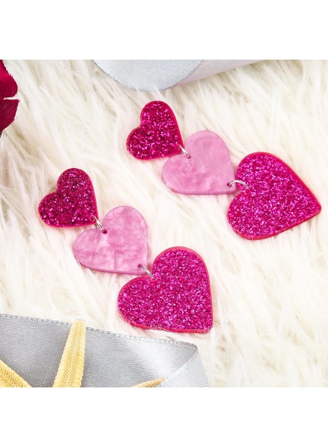 Cifudec Heart Earrings Dangle Valentine's Day Earrings Heart Earrings Cute Love Dangling Heart Earrings for Women, Normal, Acrylic, No Gemstone - Image 5