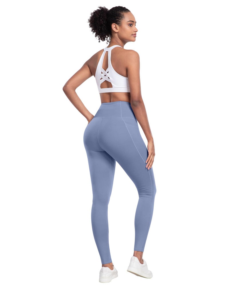 LZYVOO Leggings with Pockets for Women, 6 Packs Soft High Waisted Tummy Control Workout Yoga Pants(BlackGrayNavyPinkTealBlue-XL) - Image 5