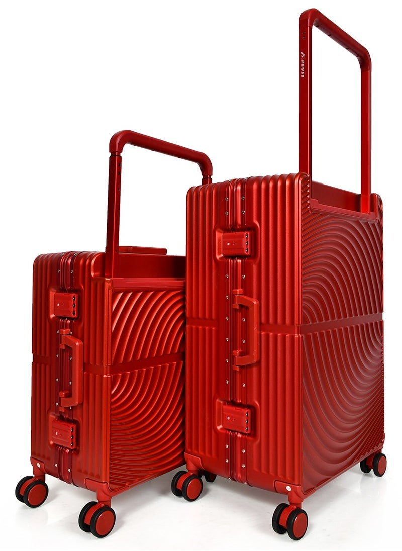 MORANO - Morano Hard-Side luggage Unisex ABS Lightweight 4 Double Wheeled Suitcase with Built-In TSA type lock (2-Set, Red) Size 20''+24'''Inches. - Image 1