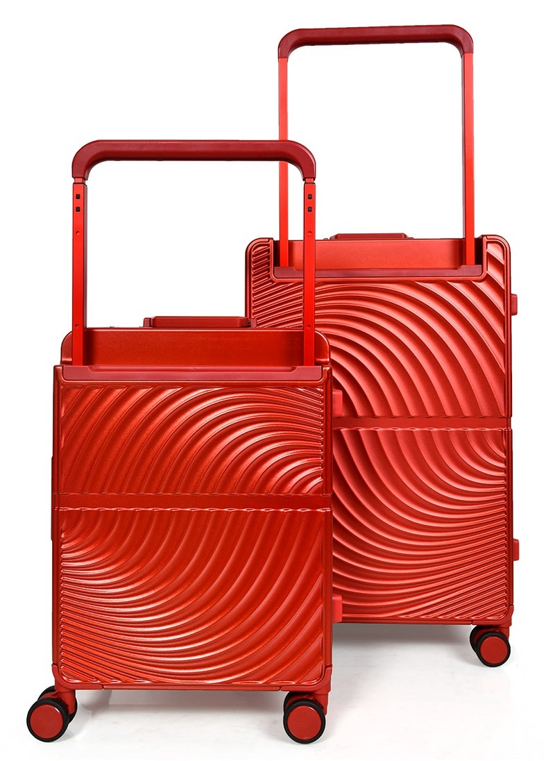 MORANO - Morano Hard-Side luggage Unisex ABS Lightweight 4 Double Wheeled Suitcase with Built-In TSA type lock (2-Set, Red) Size 20''+24'''Inches. - Image 1