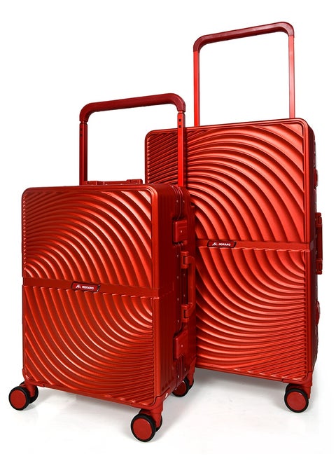 Morano Hard-Side luggage Unisex ABS Lightweight 4 Double Wheeled Suitcase with Built-In TSA type lock (2-Set, Red) Size 20''+24'''Inches.