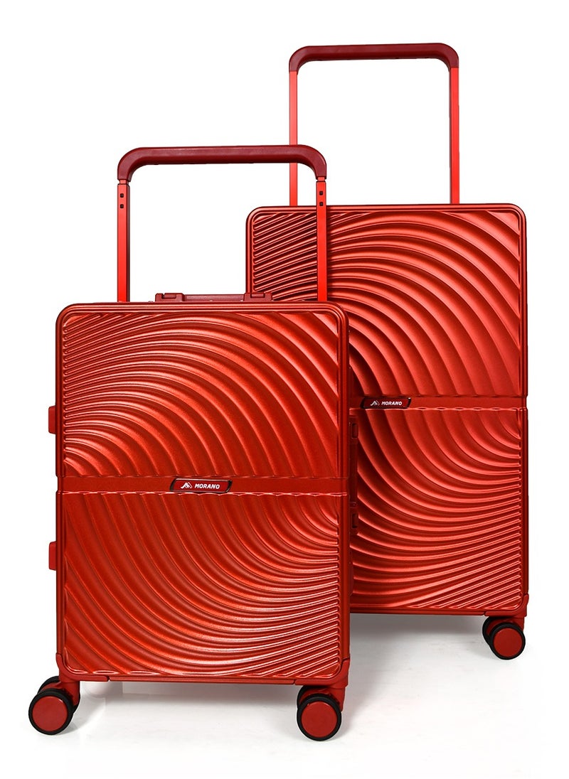 MORANO - Morano Hard-Side luggage Unisex ABS Lightweight 4 Double Wheeled Suitcase with Built-In TSA type lock (2-Set, Red) Size 20''+24'''Inches. - Image 1