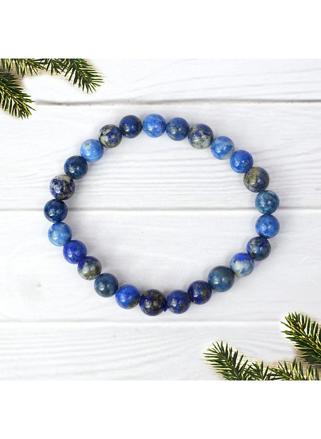 Reiki Crystal Products Certified Lapis Lazuli Round Beads 8 Mm Crystal Stone Bracelet For Reiki Healing And Crystal Healing For Unisex Adult (Blue) - Image 3