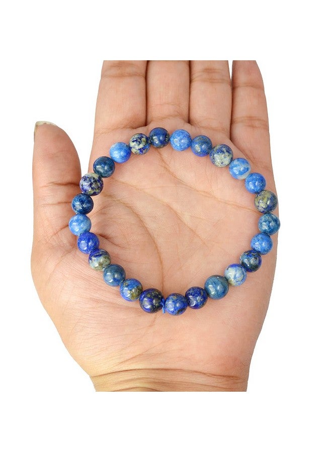 Reiki Crystal Products Certified Lapis Lazuli Round Beads 8 Mm Crystal Stone Bracelet For Reiki Healing And Crystal Healing For Unisex Adult (Blue) - Image 2