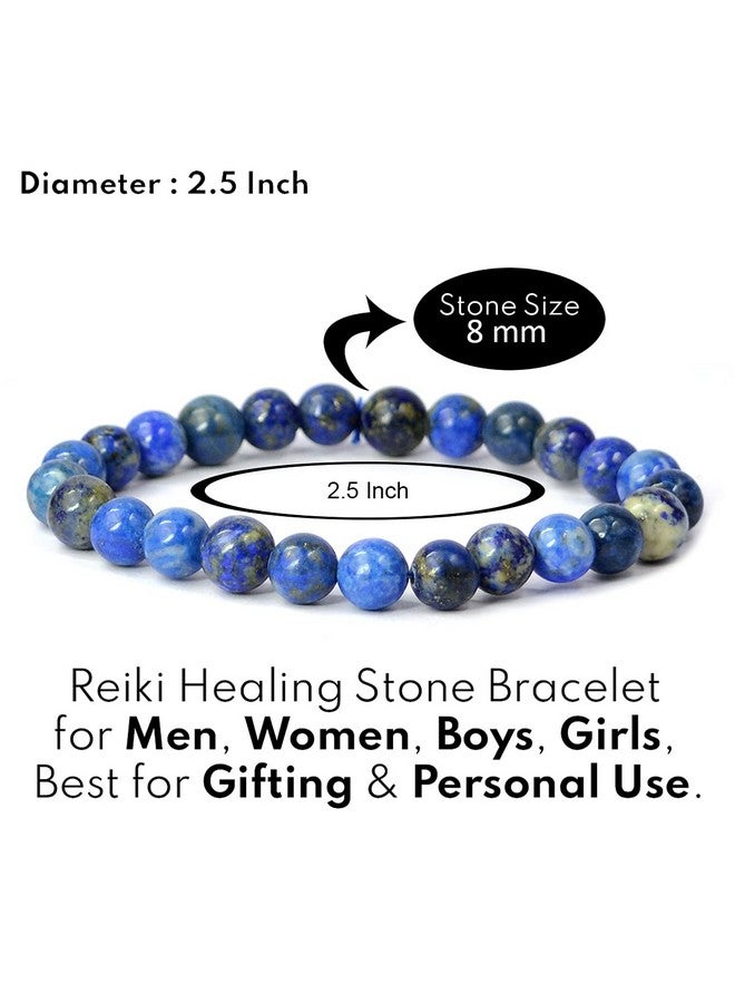 Reiki Crystal Products Certified Lapis Lazuli Round Beads 8 Mm Crystal Stone Bracelet For Reiki Healing And Crystal Healing For Unisex Adult (Blue) - Image 4