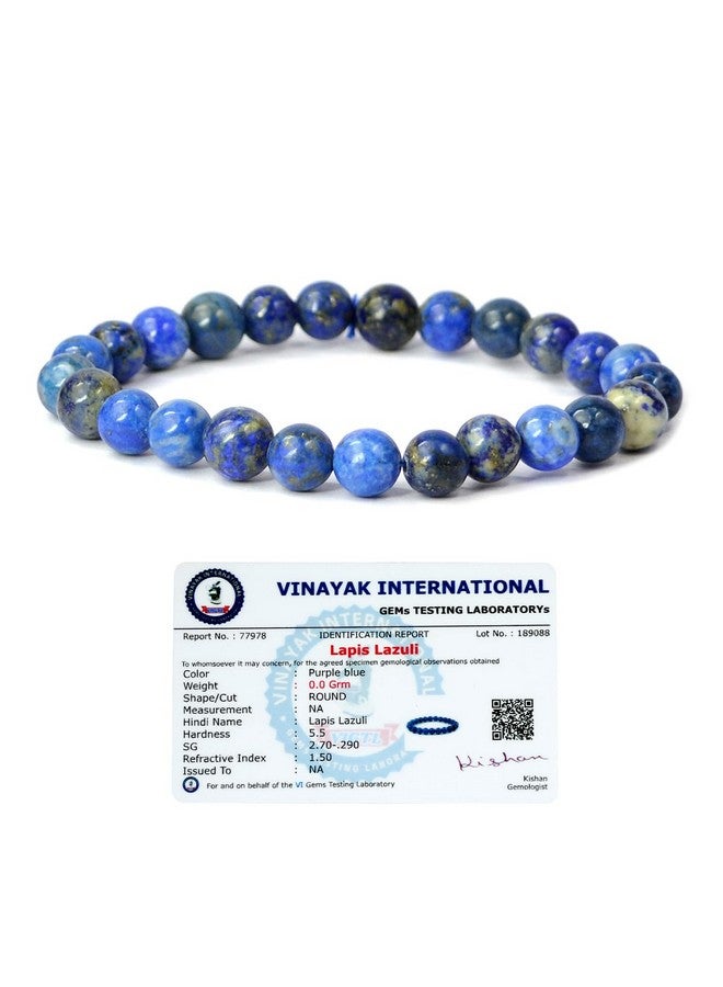 Reiki Crystal Products Certified Lapis Lazuli Round Beads 8 Mm Crystal Stone Bracelet For Reiki Healing And Crystal Healing For Unisex Adult (Blue) - Image 1