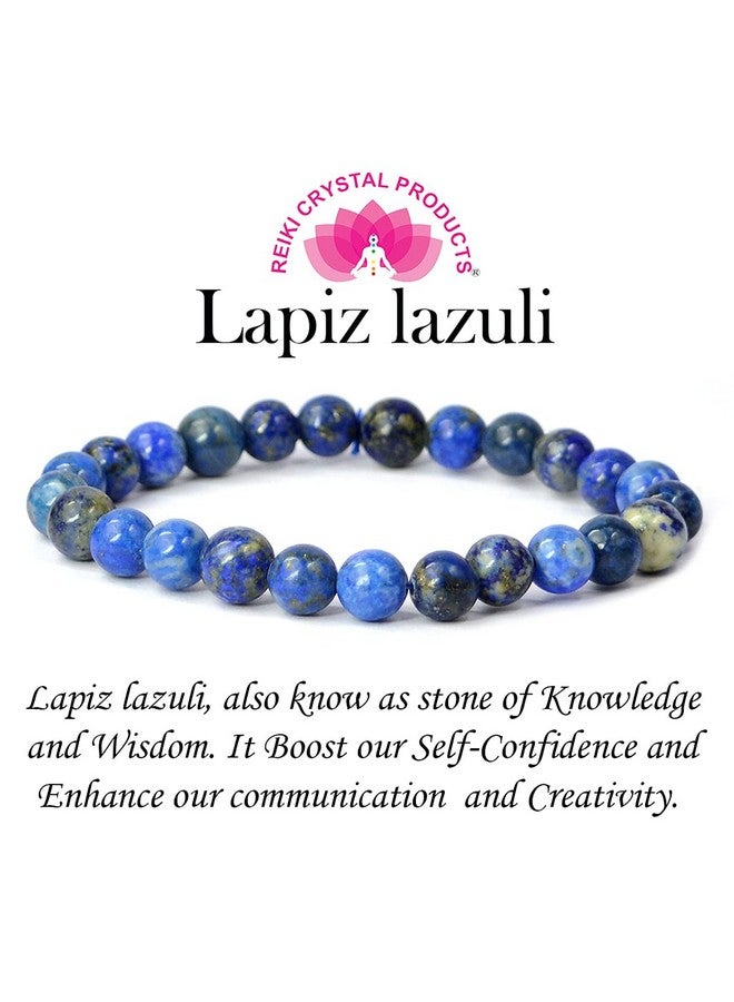 Reiki Crystal Products Certified Lapis Lazuli Round Beads 8 Mm Crystal Stone Bracelet For Reiki Healing And Crystal Healing For Unisex Adult (Blue) - Image 5