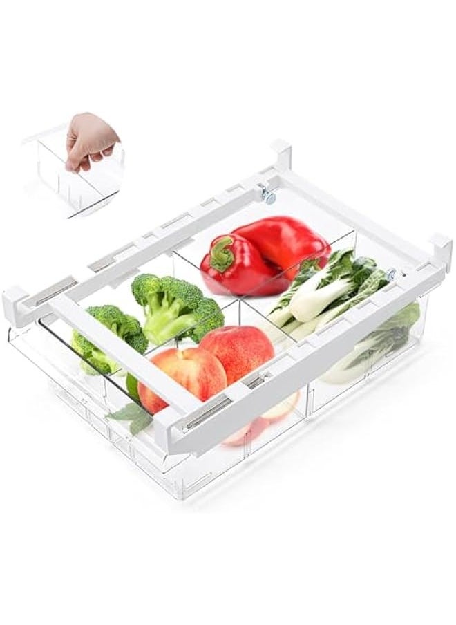 TRASSLE Mini Refrigerator Drawers Storage Box, Fridge Drawer Organizer with Adjustable Storage Compartment Size, Pull Out Refrigerator Drawer Organizer Bins  - Image 1