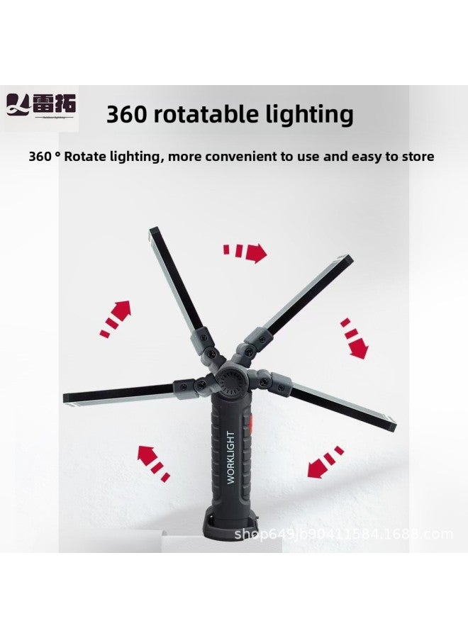 Loquat Car Repair Light COB Strong Light Folding Plastic Work Light With Magnet Flashlight Rechargeable Outdoor Light-Power:3w Large Model (1200 Mah) - Image 4