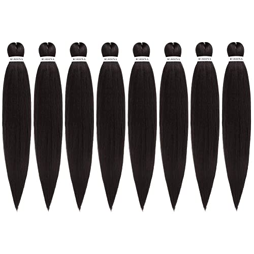 ROSDINA Prestretched Braiding Hair 24 Inch 8 Packs Dark Brown Long Braiding Hair For Twist or Box Braids Yaki Texture Hot Water Setting Synthetic Braiding Hair Extensions 24 Inch 28P - Image 2