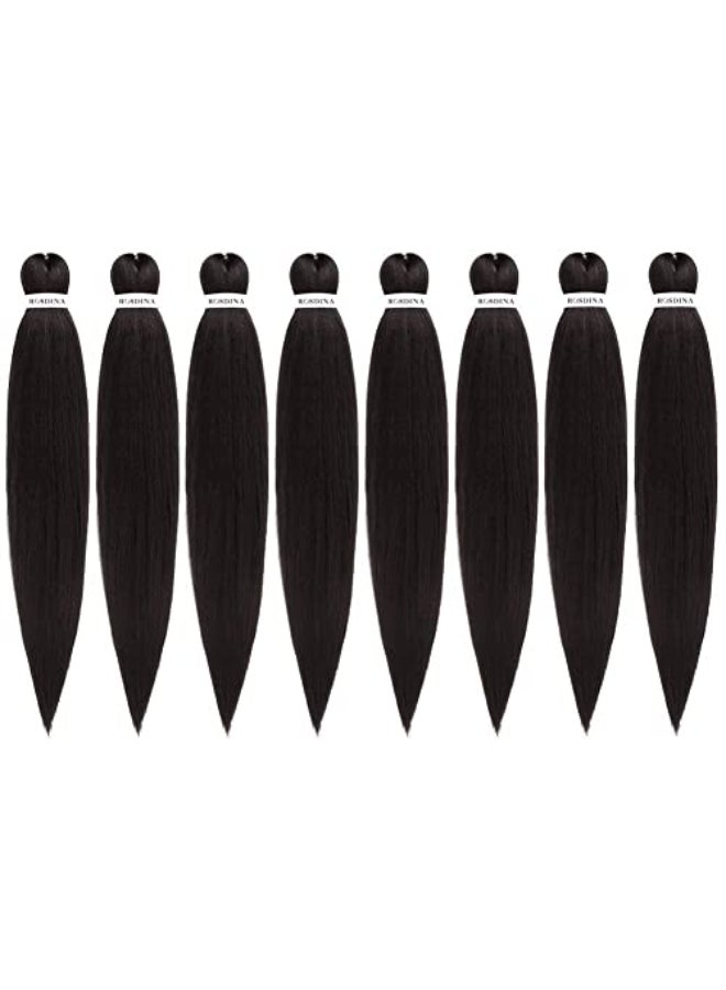 ROSDINA Prestretched Braiding Hair 24 Inch 8 Packs Dark Brown Long Braiding Hair For Twist or Box Braids Yaki Texture Hot Water Setting Synthetic Braiding Hair Extensions 24 Inch 28P - Image 1
